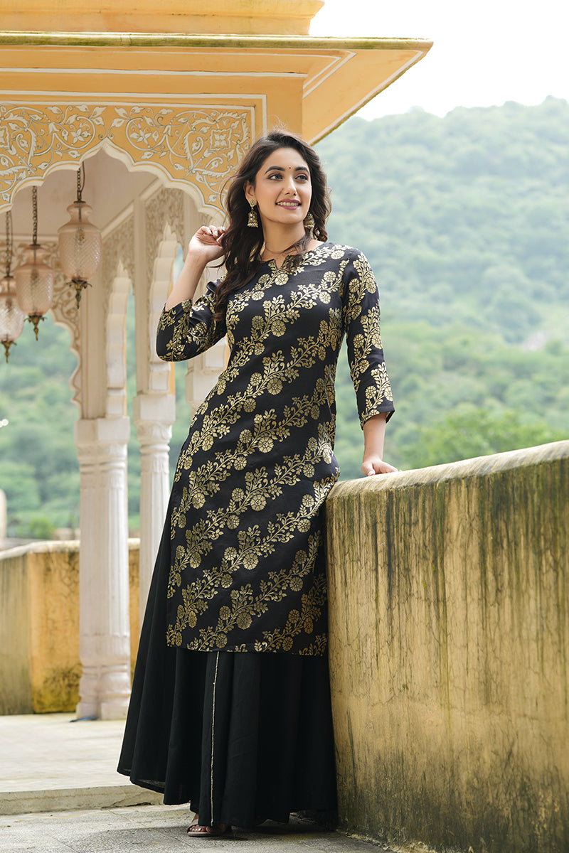 Black Double Umbrella Kurti - Byhand I Indian Ethnic Wear Online I  Sustainable Fashion I Handmade Clothes